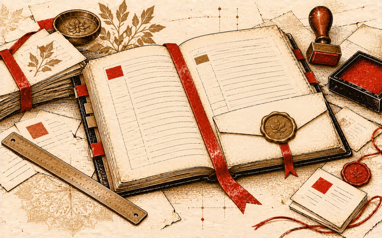 An open register with a blank page, waiting for a measured result.